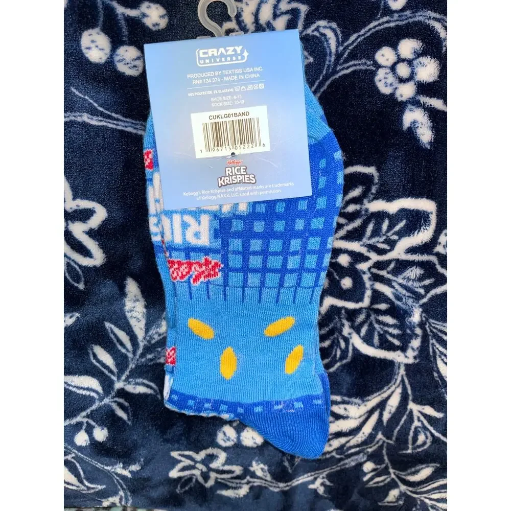 NEW! Kelloggs Rice Krispies Cereal Pattern Socks Size 6-13 Adult